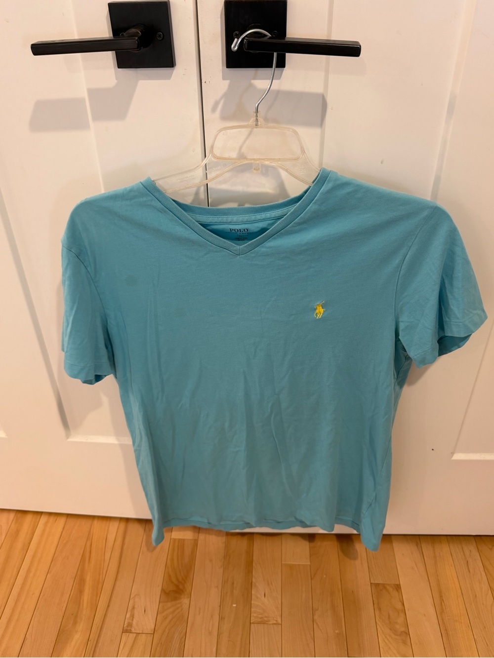 Polo by Ralph Lauren Light Blue V-Neck Tee with Yellow Pony